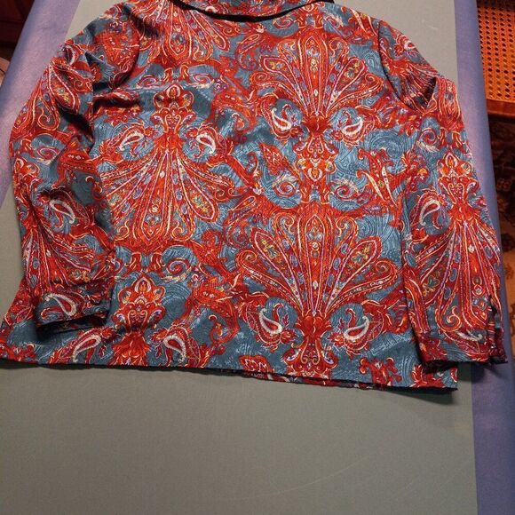 Vintage Pyke LTD Womens 12 Jewel Tone Paisley Pattern Silky feel Long Sleeve - Picture 7 of 7